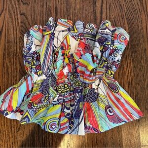 Women’s Anthropologie colorful strapless top size small